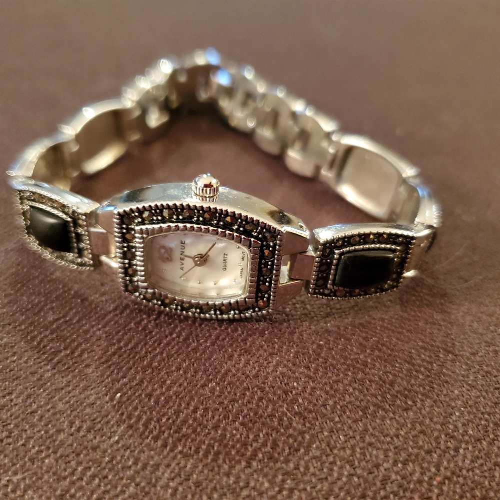 Black and silver watch